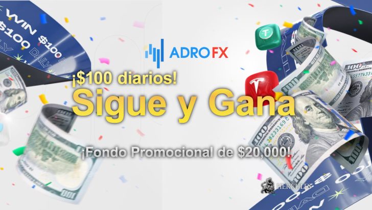 Promoción Sigue y gana 100$ en AdroFX