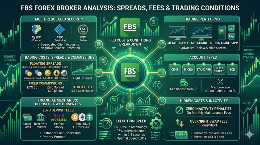 FBS Report Spread, Swap Cost, Funding Fees and other Commissions