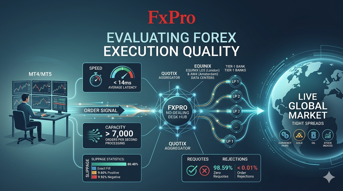 FxPro - Informe de FxPro de mayo de 2026: Velocidad de ejecución, deslizamiento (slippage), rechazo de órdenes/recotizaciones (requotes), etc.