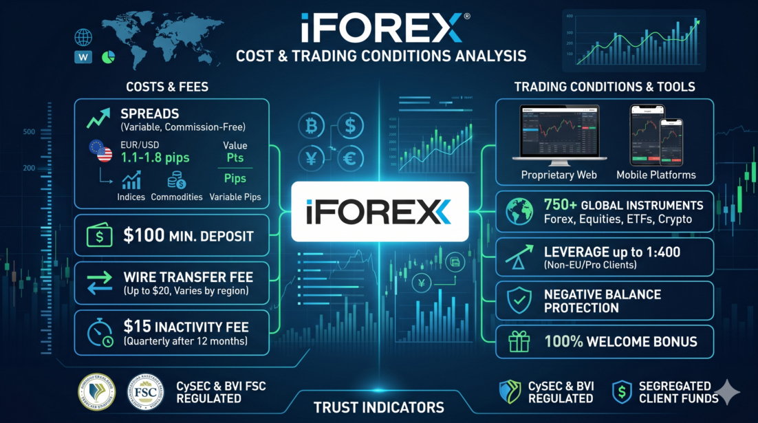 Informe de iForex de Spread, costos de swap, tarifas de financiación y otras comisiones