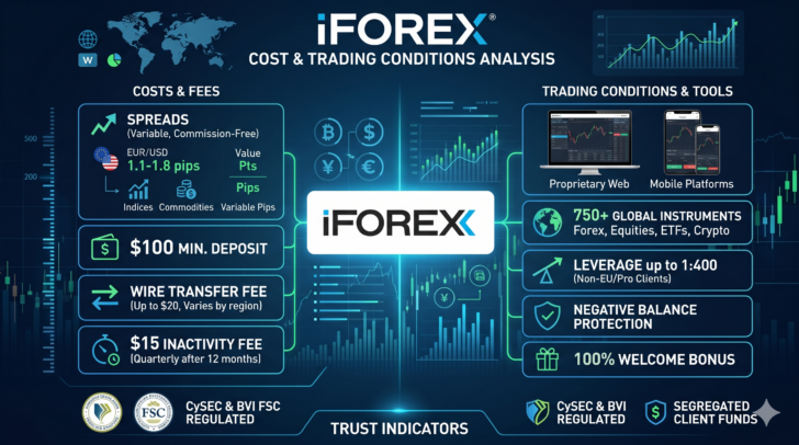 Informe de iForex de Spread, costos de swap, tarifas de financiación y otras comisiones