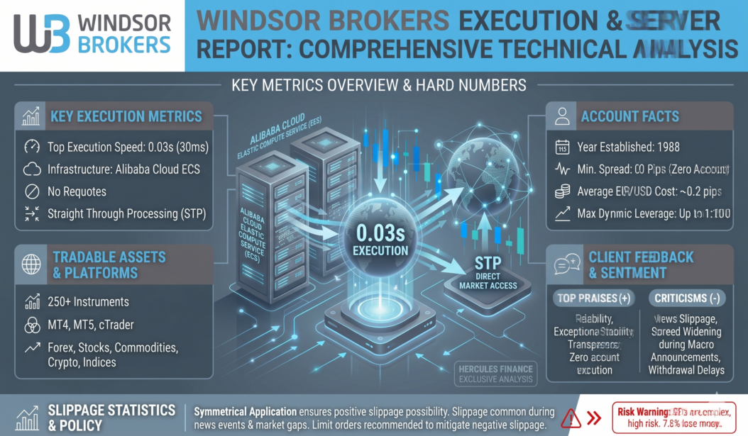 Reporte de Windsor Brokers de : Velocidad de ejecución, deslizamiento (slippage), rechazo de órdenes/recotizaciones (requotes), etc.